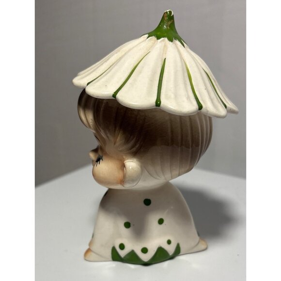 Vtg Ceramic Elf Pixie Figure Flower Hat Polka Dot Outfit Anthropomorphic MCM Jap - Picture 5 of 7